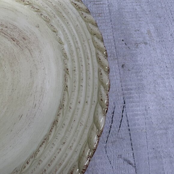 Roscher & Co BELLINI CREAM Embossed Rope Ring Earthenware Salad Plates Set 4 - Picture 15 of 16